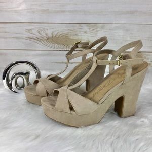 Champagne platform heels